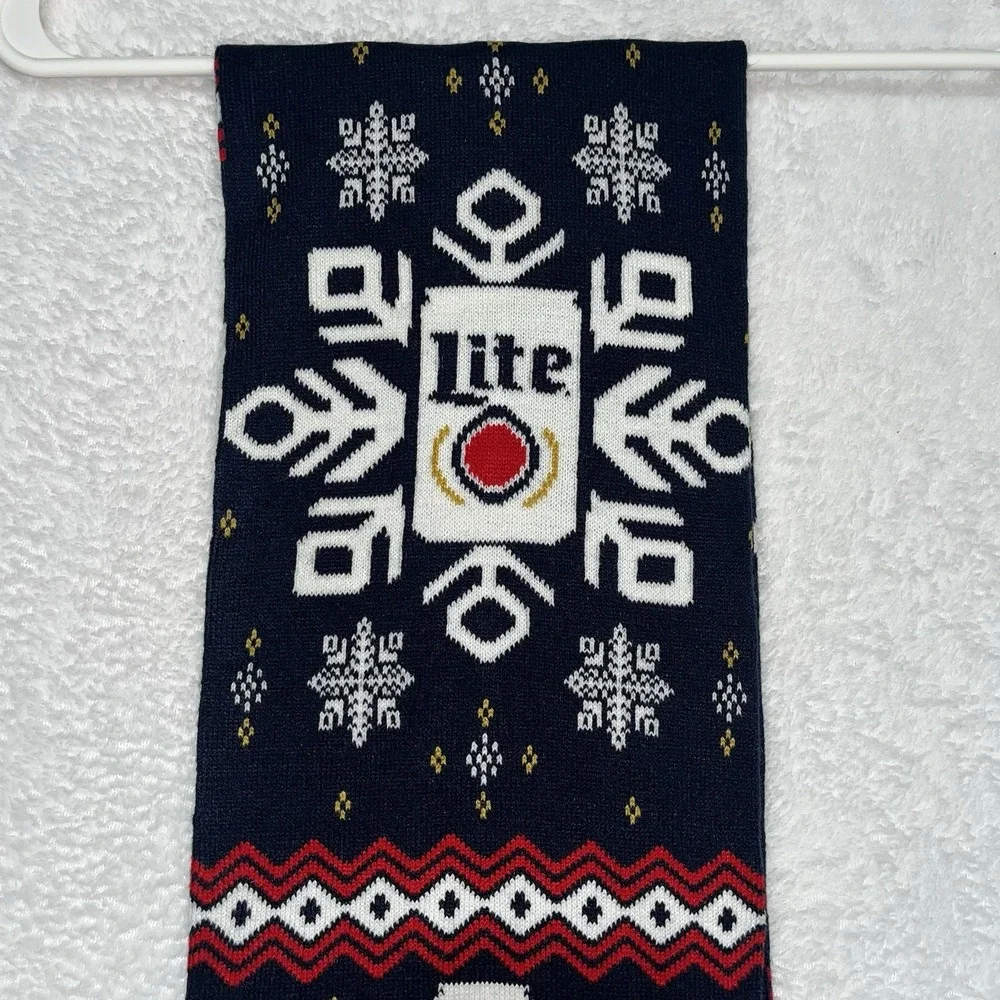 Miller Lite Beer Scarf Molson Coors Brewing Winter Christmas Ugly Sweater Theme